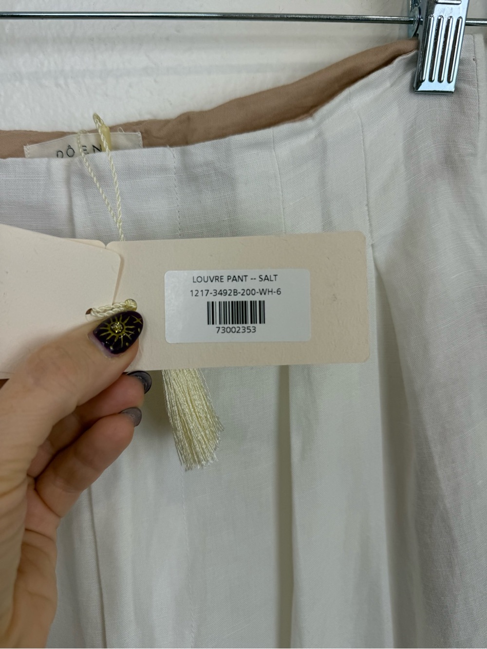 DÔEN Louvre Linen Cotton Pants Salt Size 6 NWT Coastal Quiet Luxury - Picture 6 of 10